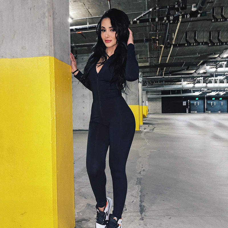 2025 ins fashionable and sexy tight Spice girl jumpsuit, autumn new hot-selling solid color leggings, various combinations