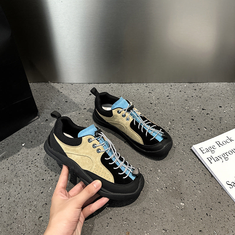 2025 popular autumn new student hiking shoes women's non-slip ugly cute outdoor shoes platform sports casual shoes women's tooling shoes