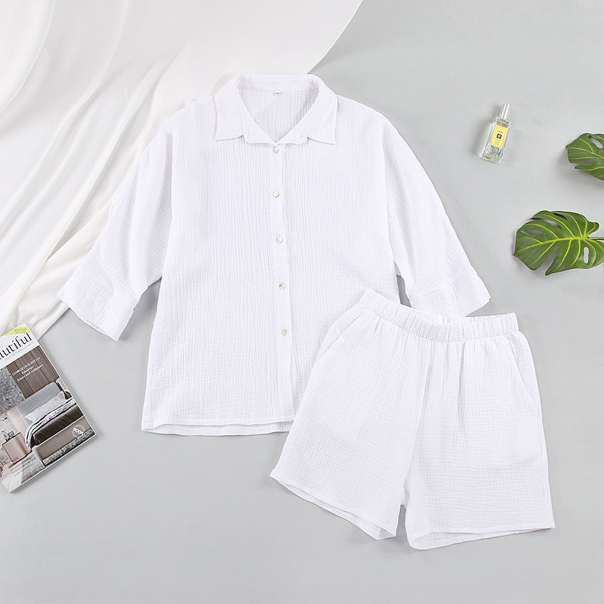 2025 Spring popular new women's clothing shirt shorts two-piece set commuting temperament small fragrant style pure cotton fashion suit women