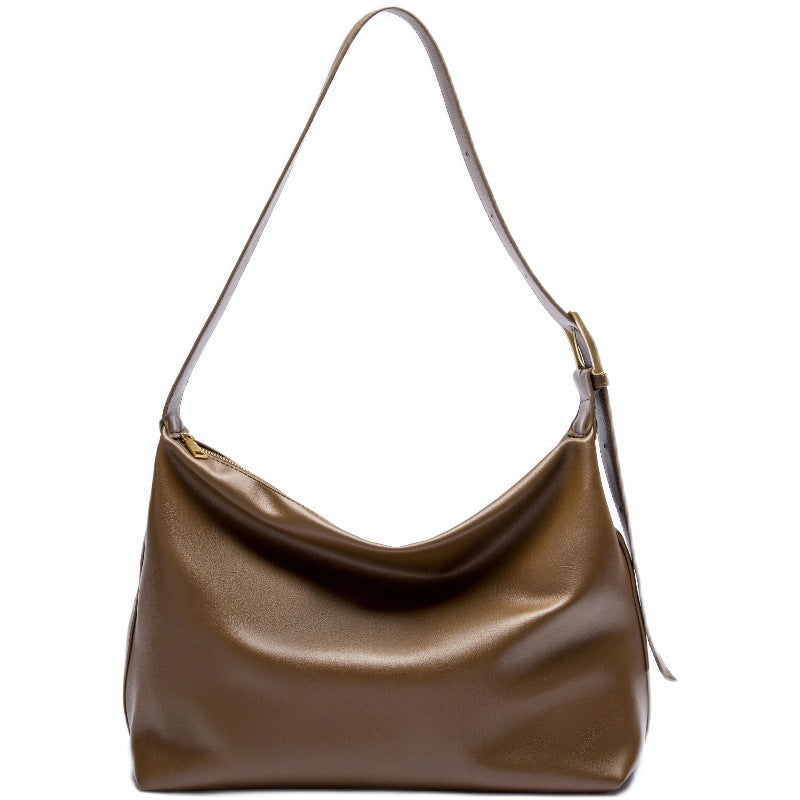 2025 Women's tote bag Korean version of soft leather commuter casual tote underarm bag tide New retro single shoulder women's messenger bag