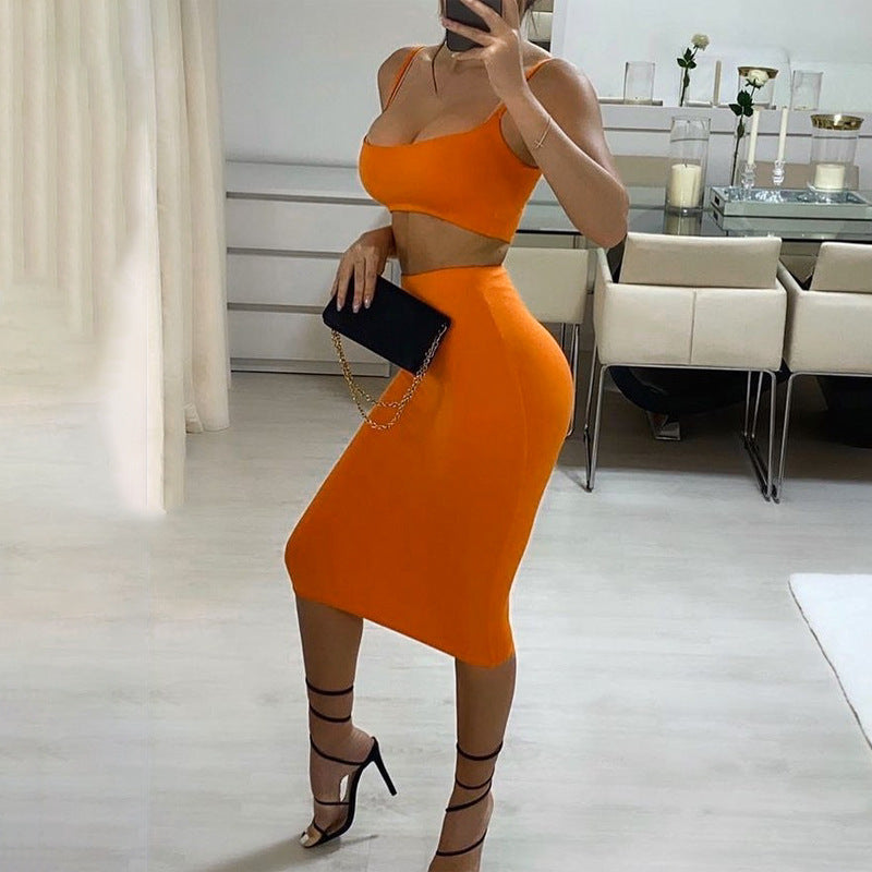 qgtao dress to impress outfits Women's 2024 Autumn Solid Color Camisole Top Sexy Fashion Casual Skirt Suit Two-Piece Set