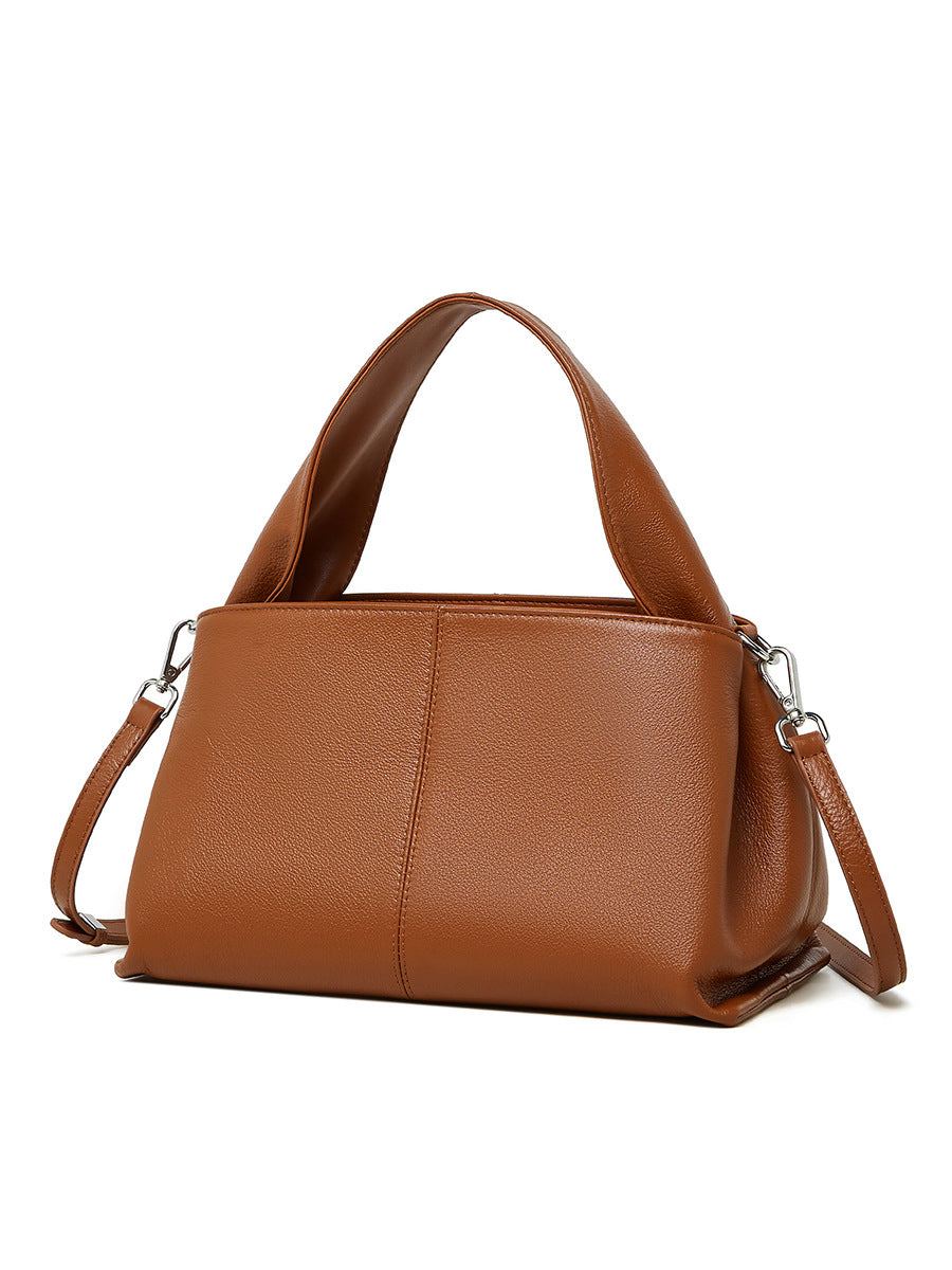 2025 Retro texture portable big bag first layer cowhide shoulder armpit bag popular new leather messenger women's bag