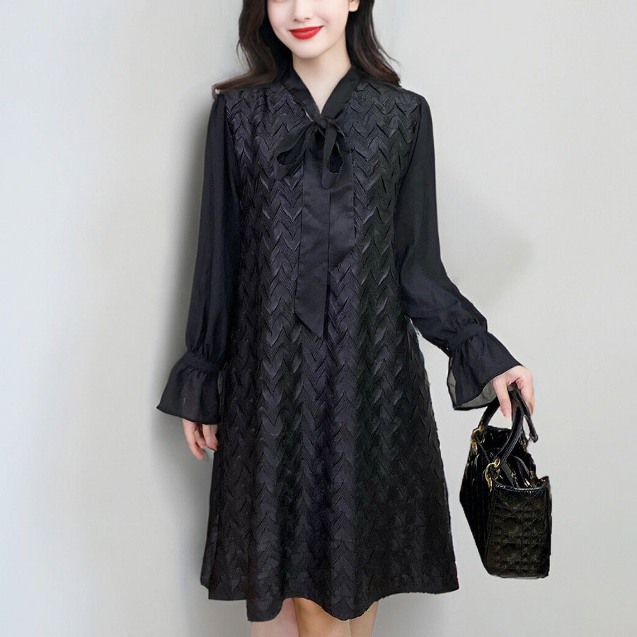 Shenzhen Nanyou high-end dress women's autumn high-end pleats loose and thin temperament commuter skirt long sleeves
