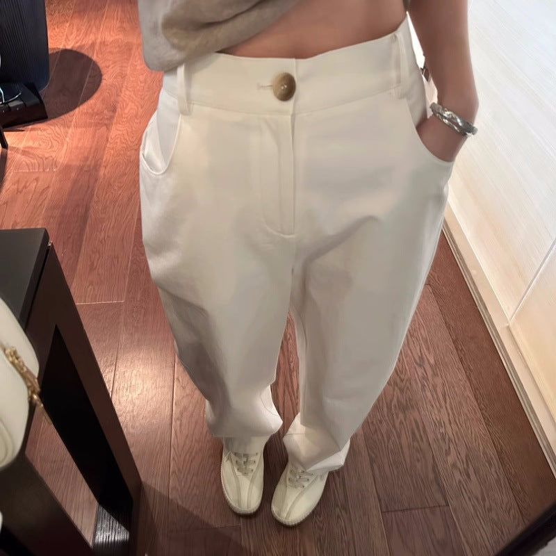 qgtao dti outfits Japanese Style Artistic Pants 100 Cotton Twill Brushed Yarn Card Old Money Sense Casual Tone Tapered Suit Pants