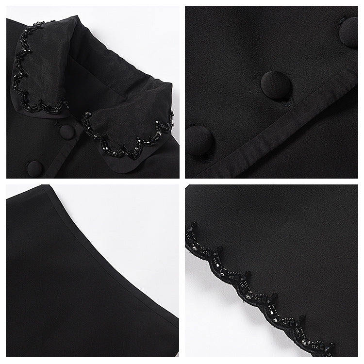 celebrity style fashion suit black small suit small skirt two-piece set women's autumn and winter women's clothing