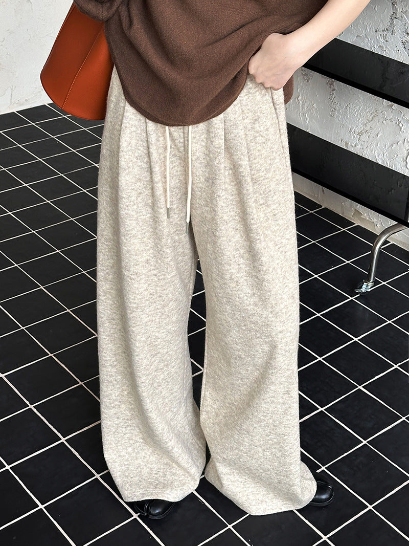 2025 popular autumn and winter new pants Korean lazy style design comfortable casual wide-leg pants 4695