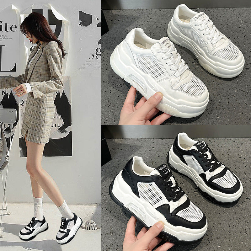 2025 Thick-soled air cushion mesh panda shoes Popularan station popular spring and summer trendy fashion casual leather color matching sports shoes
