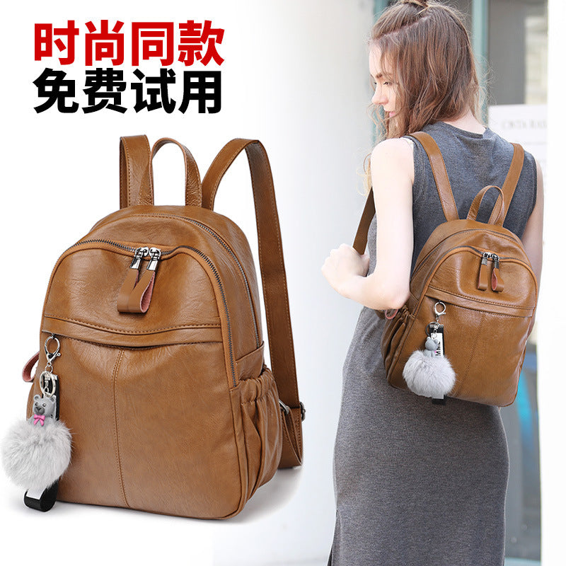 2025 Women's bag popular new Korean version cowhide backpack soft leather backpack school bag casual women's bag travel bag student women's bag