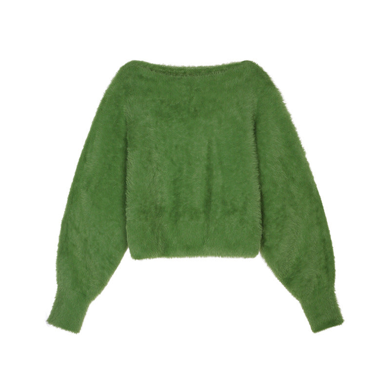 qgtao 2000s fashion Women's Plush Short Slimming Pullover Sweater, Warm and Fashionable Knitted
