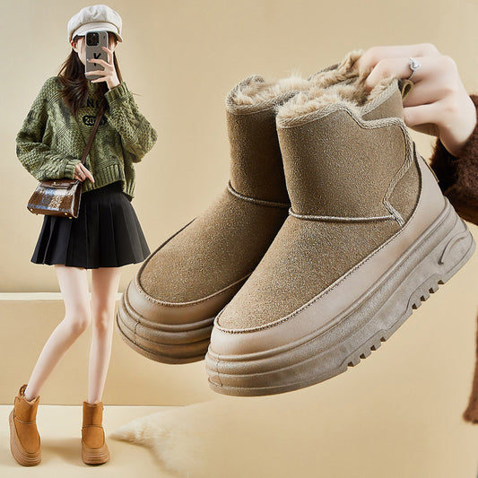 Fleece high-top snow boots women's popular winter new student ins Korean version of thermal casual shoes cotton shoes RD7340