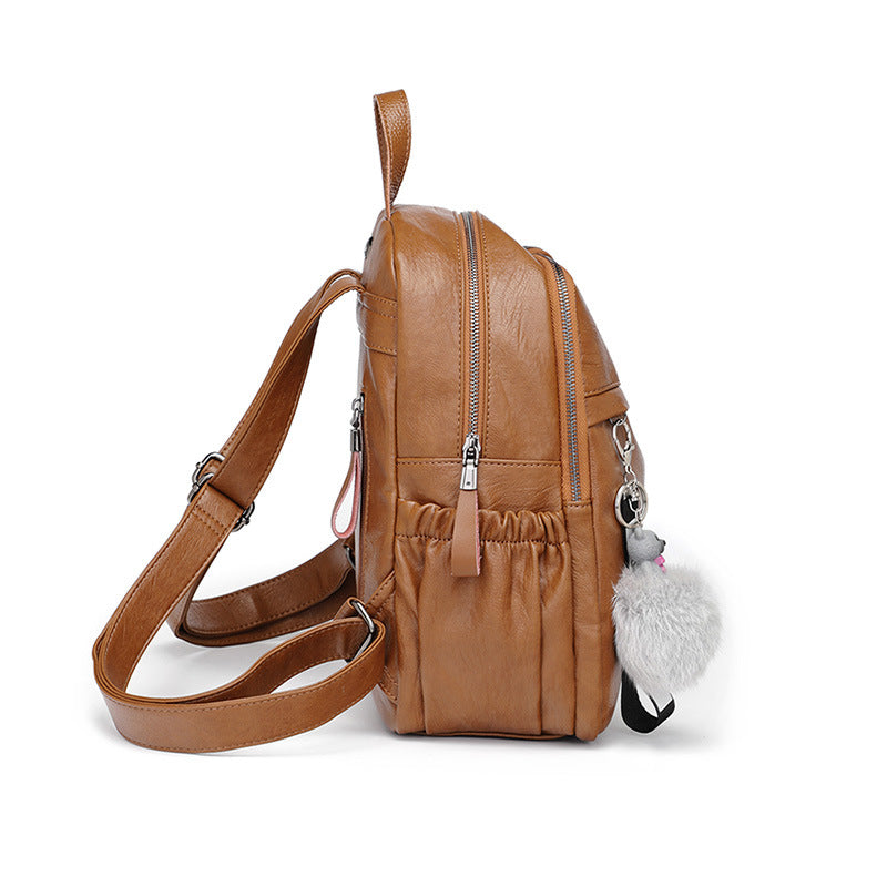 2025 Women's bag popular new Korean version cowhide backpack soft leather backpack school bag casual women's bag travel bag student women's bag