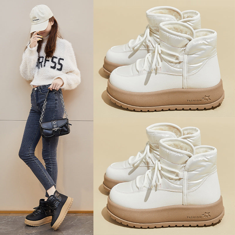 Fleece high-top snow boots women's popular winter new student ins Korean version of thermal casual shoes cotton shoes KT2825