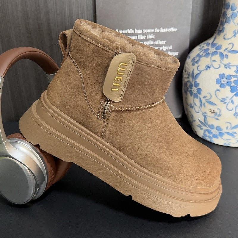 2025 Snow boots cotton shoes popular winter new velvet thickened Northeast thick-soled non-slip snow women's boots short boots