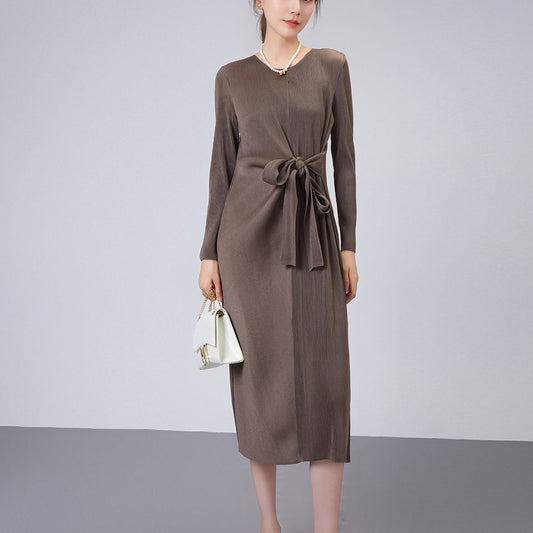 fashion skirt autumn women's high-end New Popular trade women's clothing chic high-end design pleated dress