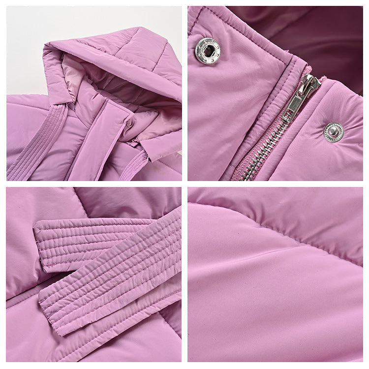 winter Korean style fashion hooded fashion short purple high-end thickened cotton-padded coat women's LY533