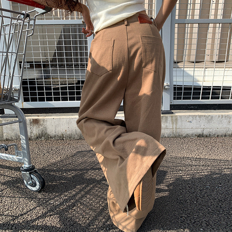 qgtao suede jacket outfit Daddy Pants Lazy Casual Trendy Large Wide Leg Mopping High Quality Cotton Casual Pants