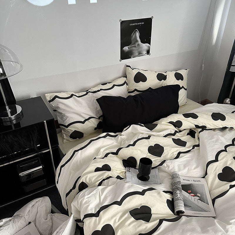 Yeknu fall bedroom aesthetic INS Vintage Floral Cotton Cotton Bedding Four-Piece Bed Sheet Quilt Cover Quilt Cover Bed Cover Three-Piece Set