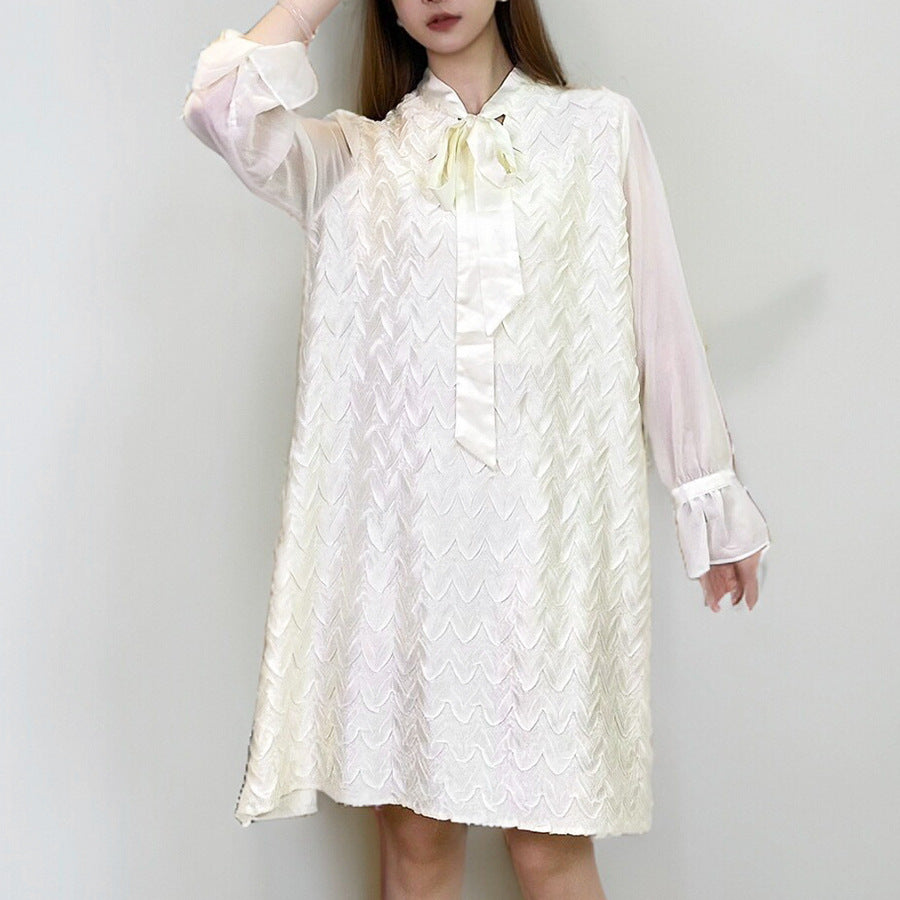 Shenzhen Nanyou high-end dress women's autumn high-end pleats loose and thin temperament commuter skirt long sleeves