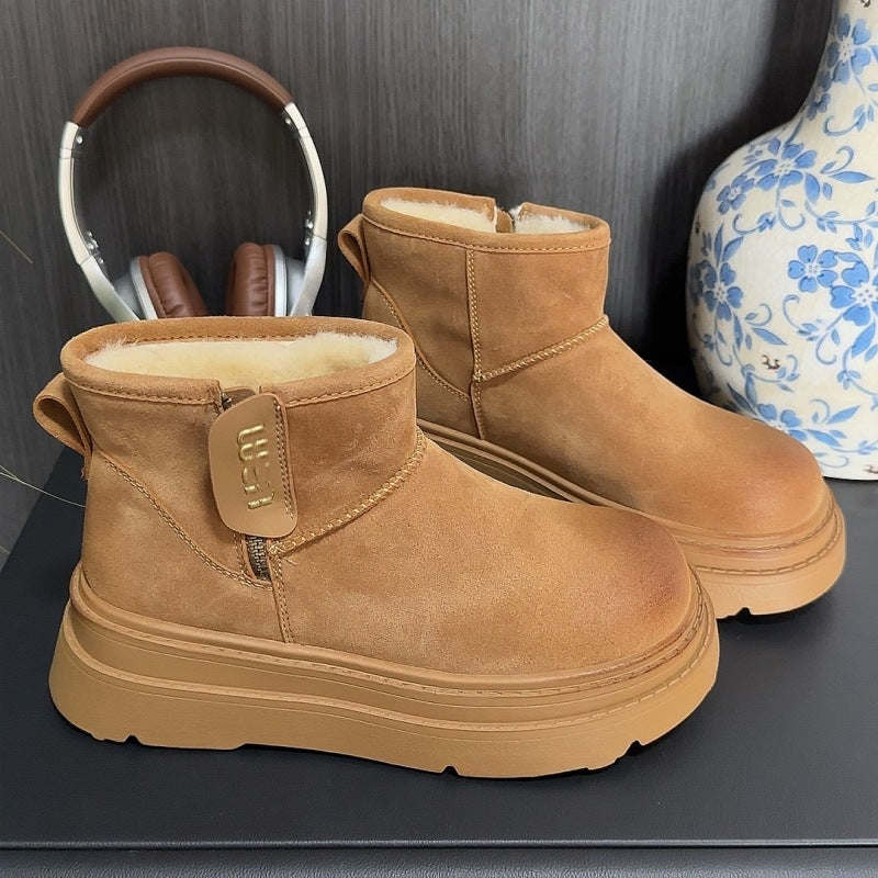 2025 Snow boots cotton shoes popular winter new velvet thickened Northeast thick-soled non-slip snow women's boots short boots