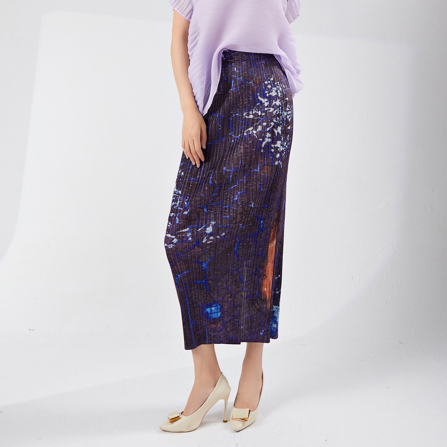 skirt summer high sense summer new small man after printing split temperament versatile one-step hip wrap skirt