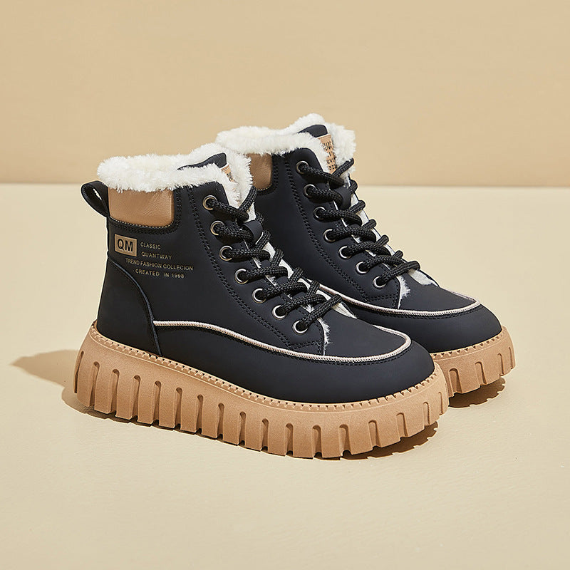 ins tide velvet Martin boots women's popular winter new casual shoes heightening student thermal locomotive boots KT2816