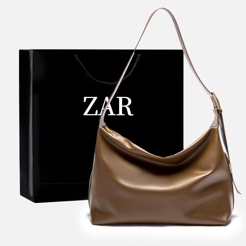 2025 Women's tote bag Korean version of soft leather commuter casual tote underarm bag tide New retro single shoulder women's messenger bag