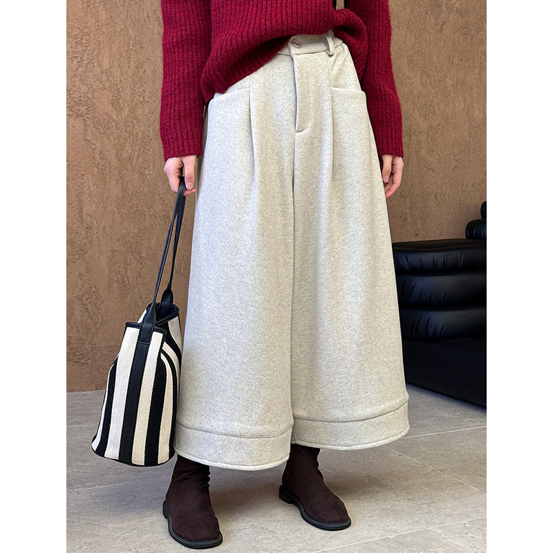 2025 popular autumn and winter new pants Korean version loose and thin thickened casual versatile wide-leg pants 381-1