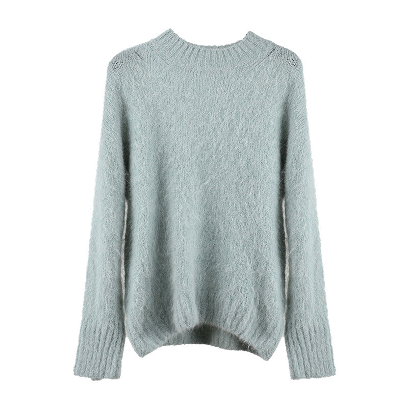 qgtao outfit inspo Alpaca Velvet Soft Glutinous Sweater 2024 Winter New Korean Style Minimalist Long Sleeve Sweater M9253