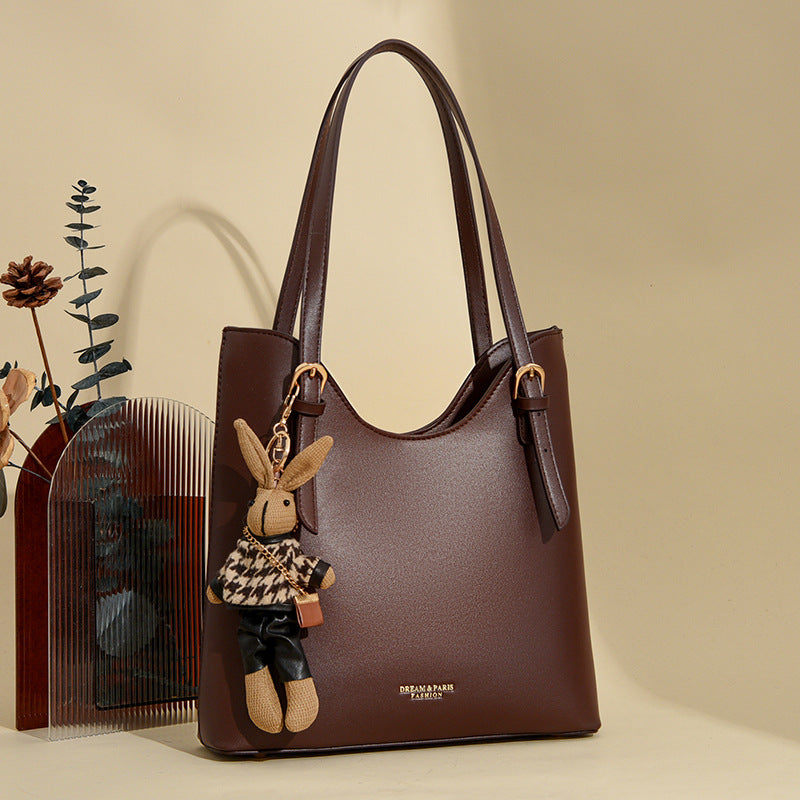 2025 Shoulder bag women's new texture retro women's bag simple casual commuting bucket bag large capacity underarm tote bag