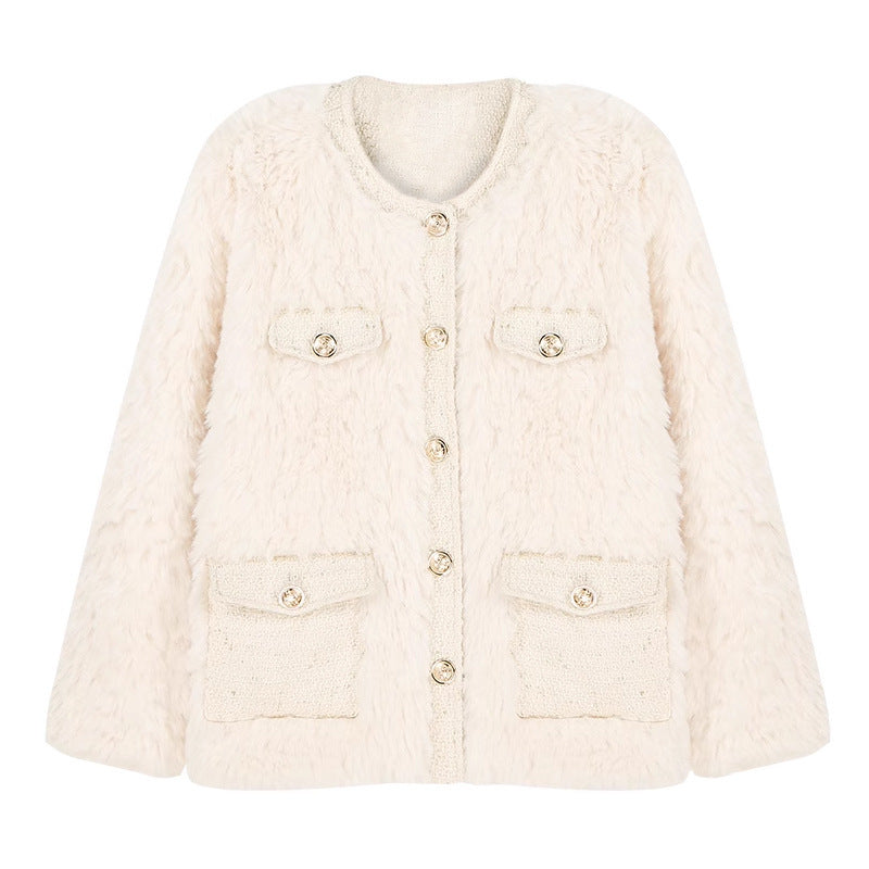 Spring and autumn coat femininity high sense winter 2025 new small autumn velvet thickened lamb wool