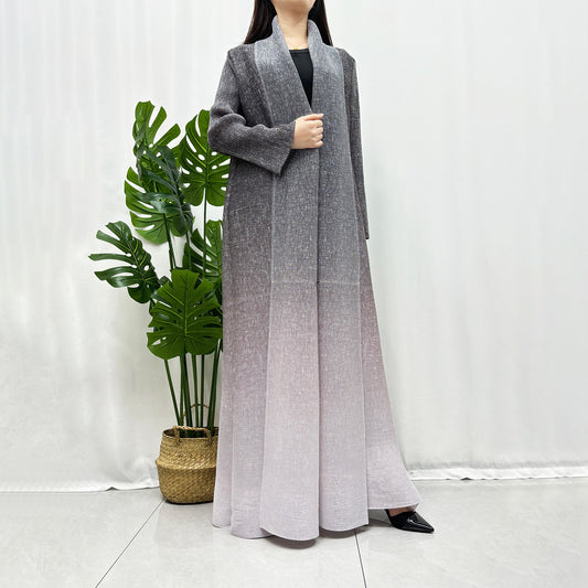 Hot trade hot trench coat light luxury high sense long fashion gradual change lapel Muslim robe temperament jacket