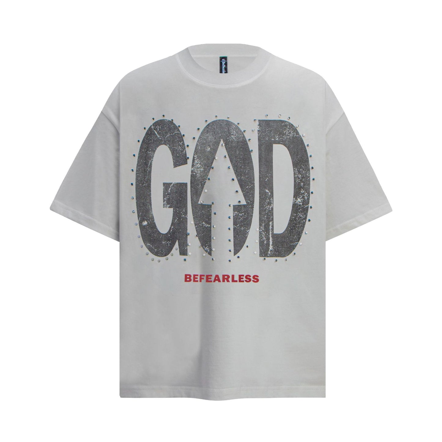2025 6095 2025n street 2025 summer retro letter bead print design high-end men's loose short-sleeved T-shirt