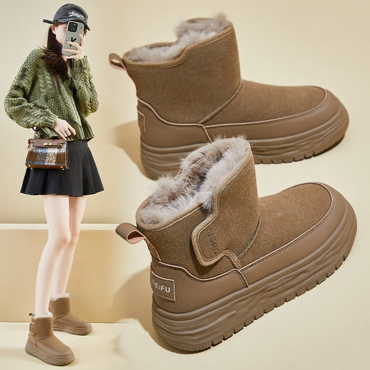 Fleece high-top snow boots for women's popular winter new student ins Korean version of thermal casual shoes cotton shoes XFH569