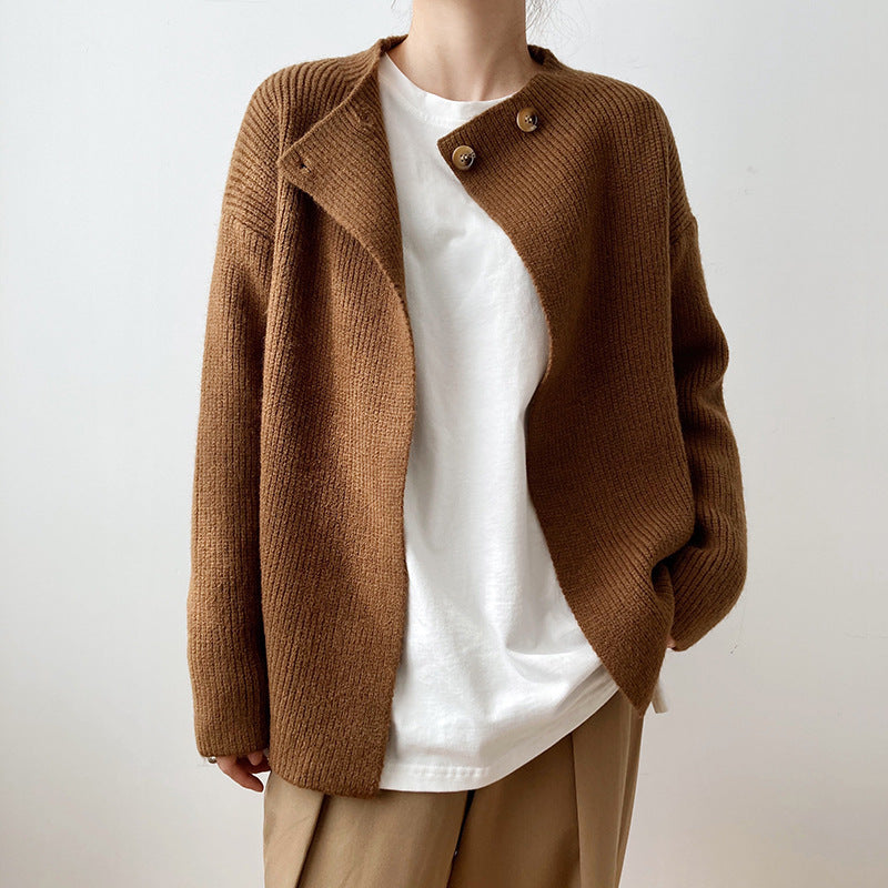 qgtao business casual outfits Korean Style round Neck Button Knitted Cardigan Women's Top Spring and Autumn New Lazy Style Simple Casual Sweater Women's Fashion