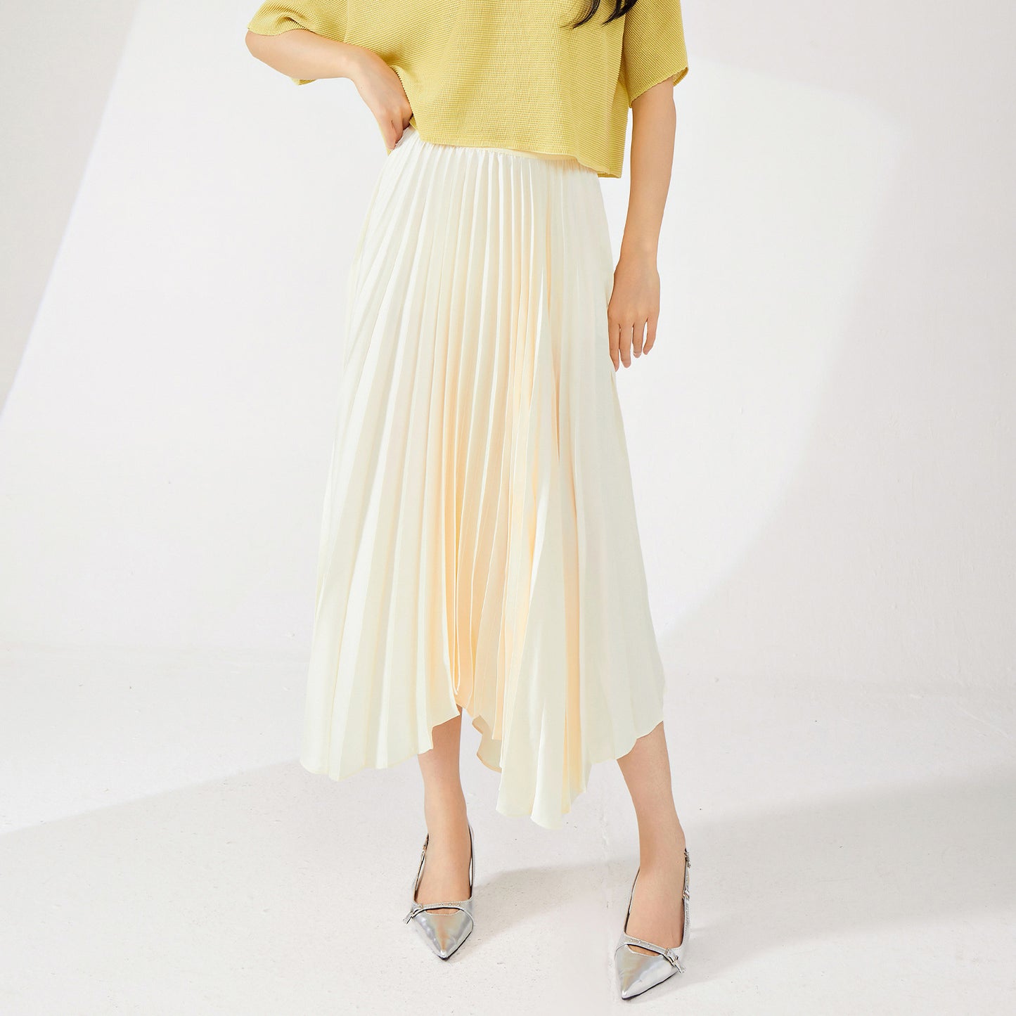 fashion pleated skirt women's high sense solid color loose pendulum irregular versatile skirt a word women's drape