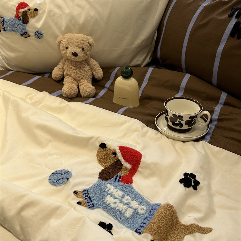 Yeknu Cotton Summer Cool Quilt Washable Pure Cotton Air Conditioning Quilt Four-Piece Set Single Double Quilt 2 M Bedding set