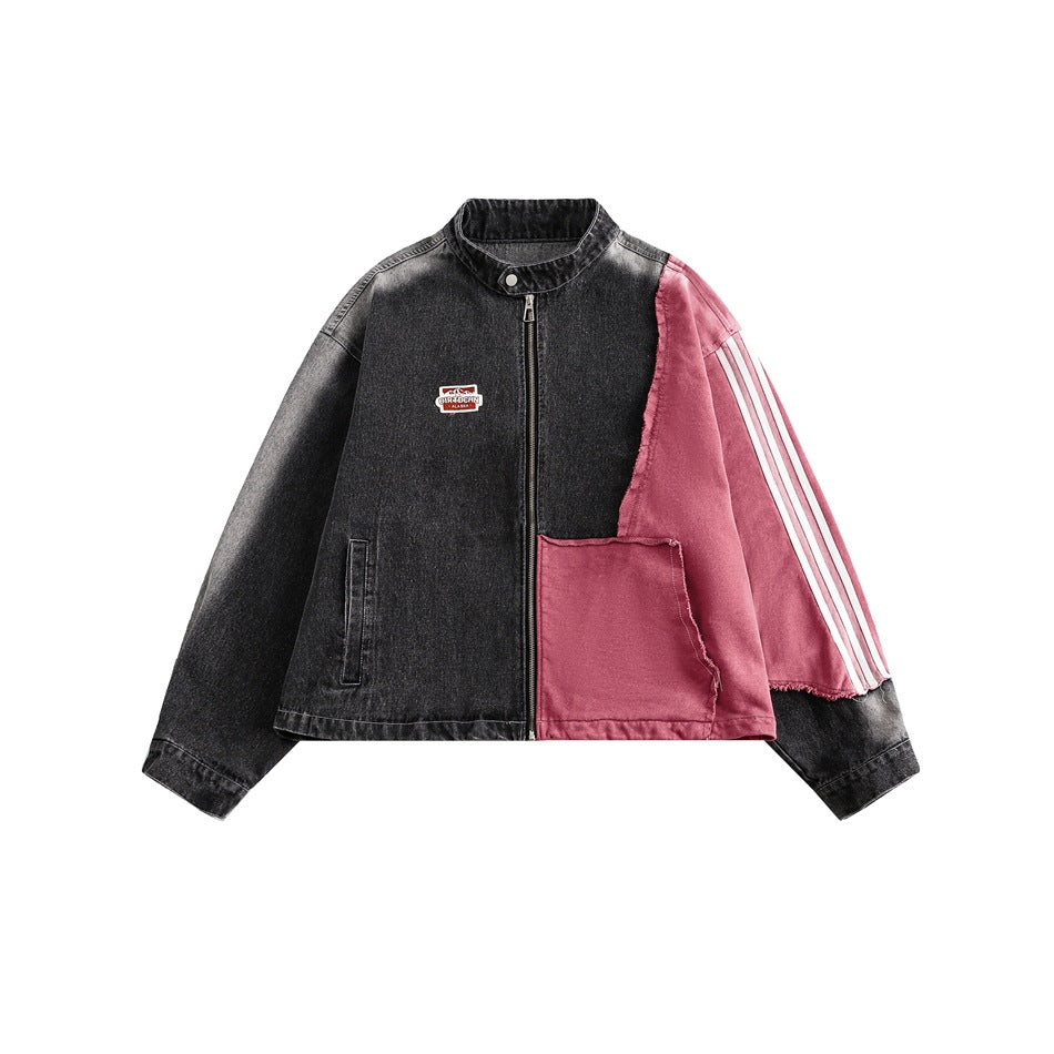 qgtao 2024 fall fashion trends American Retro Deconstruction Stitching Denim Jacket Men's and Women's Spring and Autumn Top Loose Denim Coat