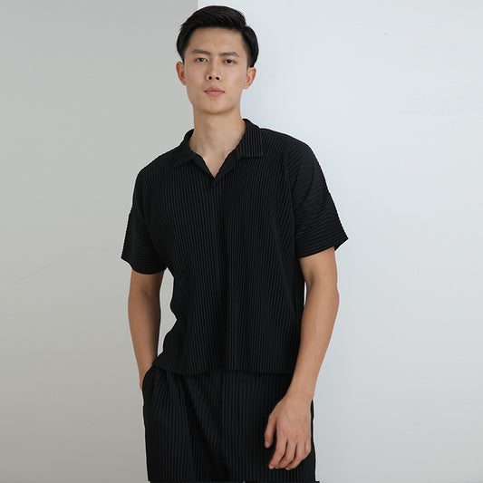 counter T-shirt top men's loose simple and versatile POLO shirt ins trendy men's fashion commuter casual short sleeves