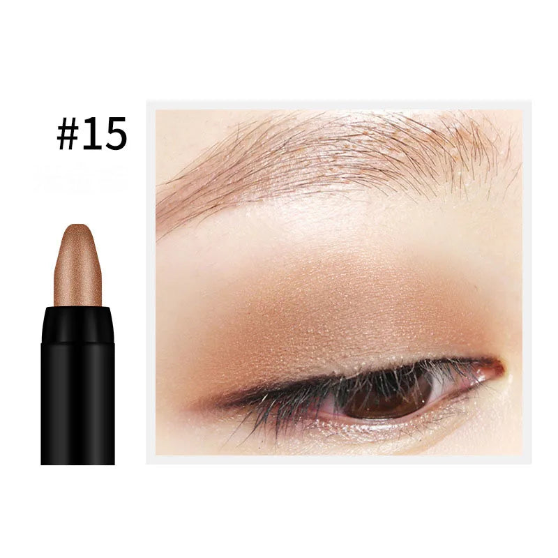 qgtao - Waterproof Pearlescent Eyeshadow Pencil Stick 16 Colors Lasting Glitter Shimmer Eye Shadow Pen Eyeliner Stick Eyes Makeup Tools
