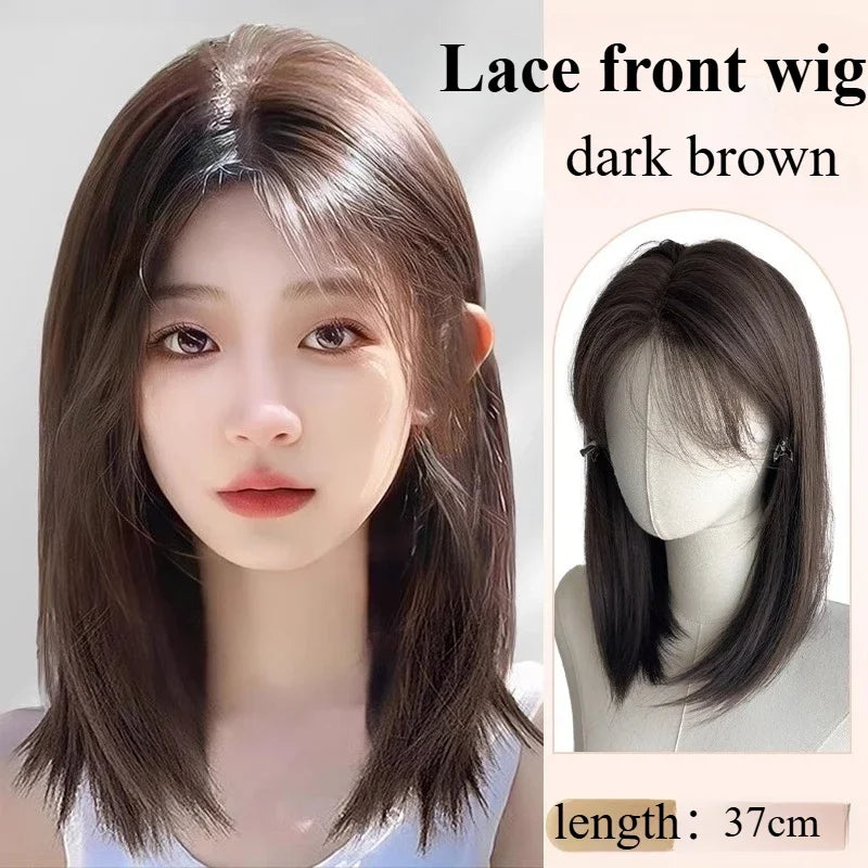 qgtao - Sweet Short Bob Wig for Women Lace Front Wigs Headband Summer Fresh Pink Blonde Short Hair Cosplay Pink Wig Lolita