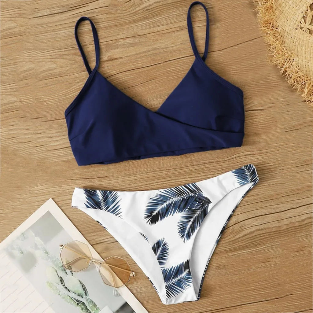 qgtao Floral Print Padded Swimsuit Bikini Set Women Push Up Y2k 2 Piece Swimwear Luxury Cover Up Beachwear Beach Mujer купальник