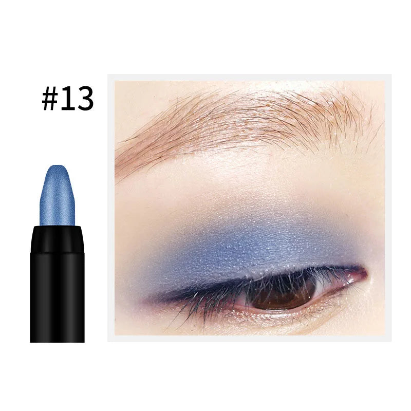 qgtao - Waterproof Pearlescent Eyeshadow Pencil Stick 16 Colors Lasting Glitter Shimmer Eye Shadow Pen Eyeliner Stick Eyes Makeup Tools