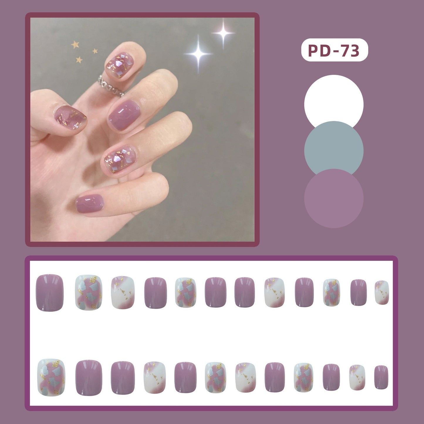 24pcs/box Christmas Fake Nails Style Art Nail Tips Press on False with Glue Designs Set Full Cover Artificial Short Fingernails