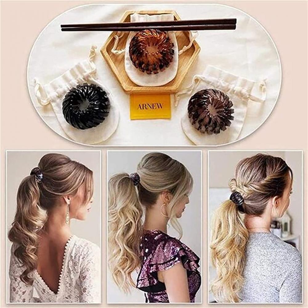 Transparent Hairpins Nest Ball Hair Clips Bun Hairpin For Women Ponytail Holder Hair Claw Clips Solid Color Hair Clip Headwear