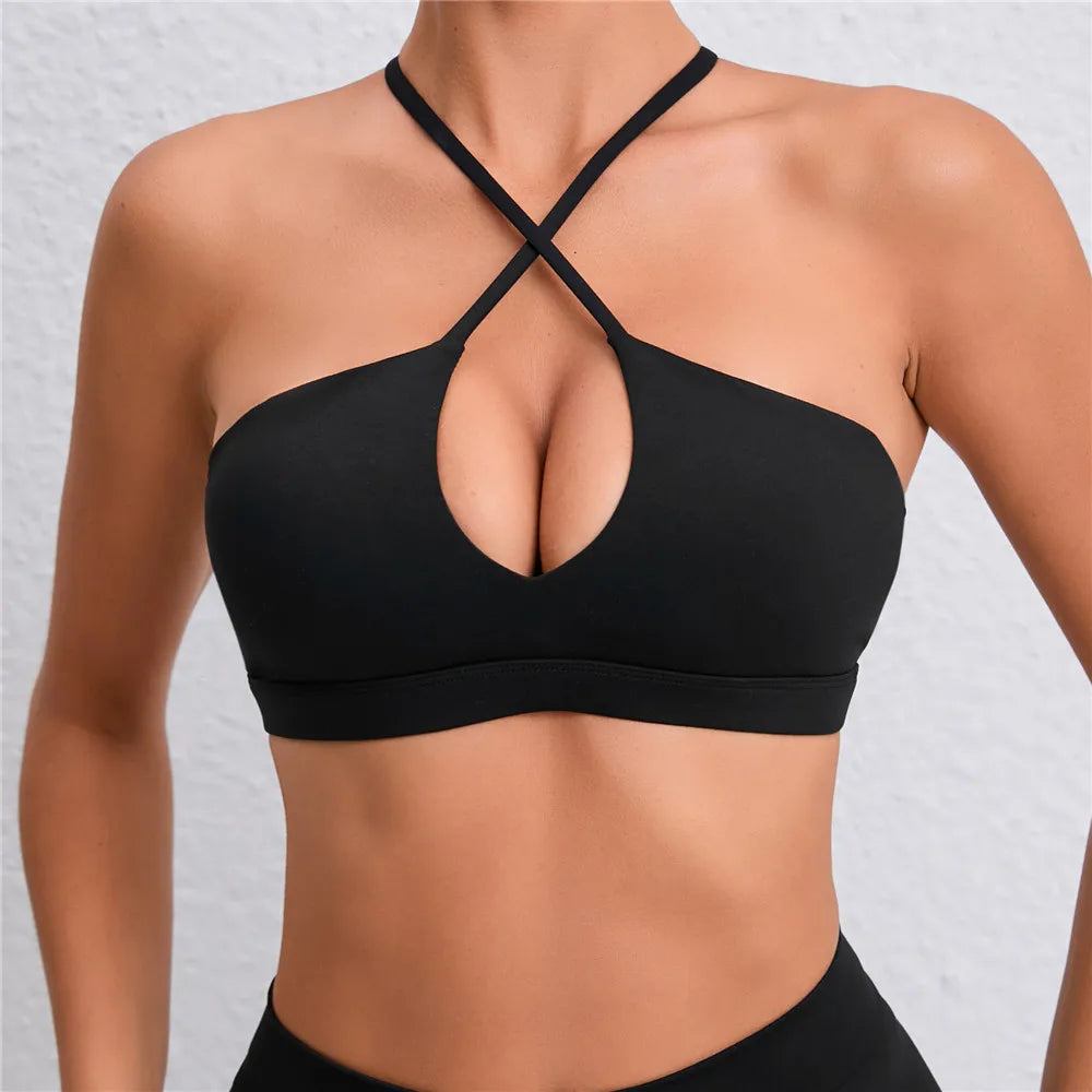 qgtao Hot Girl Hollow Out Running Sports Bra Fitness Yoga Bra Crop Tank Top Underwear Women Vest Shockproof Shirt Jogging Sportswear