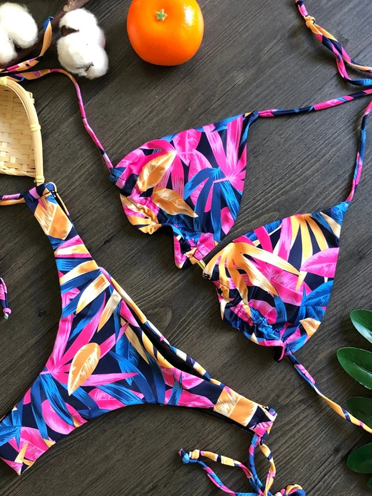 qgtao 2024 Sexy Micro Bikinis Swimwear Women Push-up Swimsuit Bathing Suit Bandage Beach Wear Brazilian Biquini Bikini Set