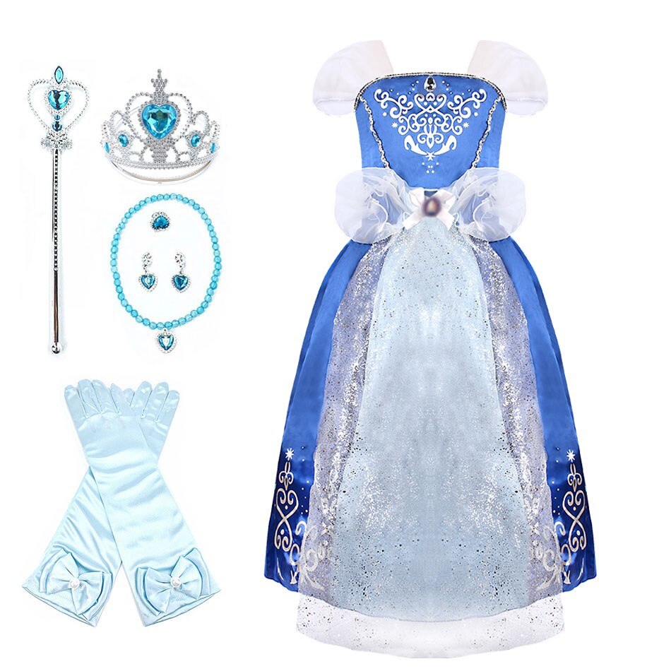 Kid Princess Dress Girl Summer Fancy Party Clothes Children Rapunzel Cinderella Belle Sleeping Beauty Christmas Carnival Costume