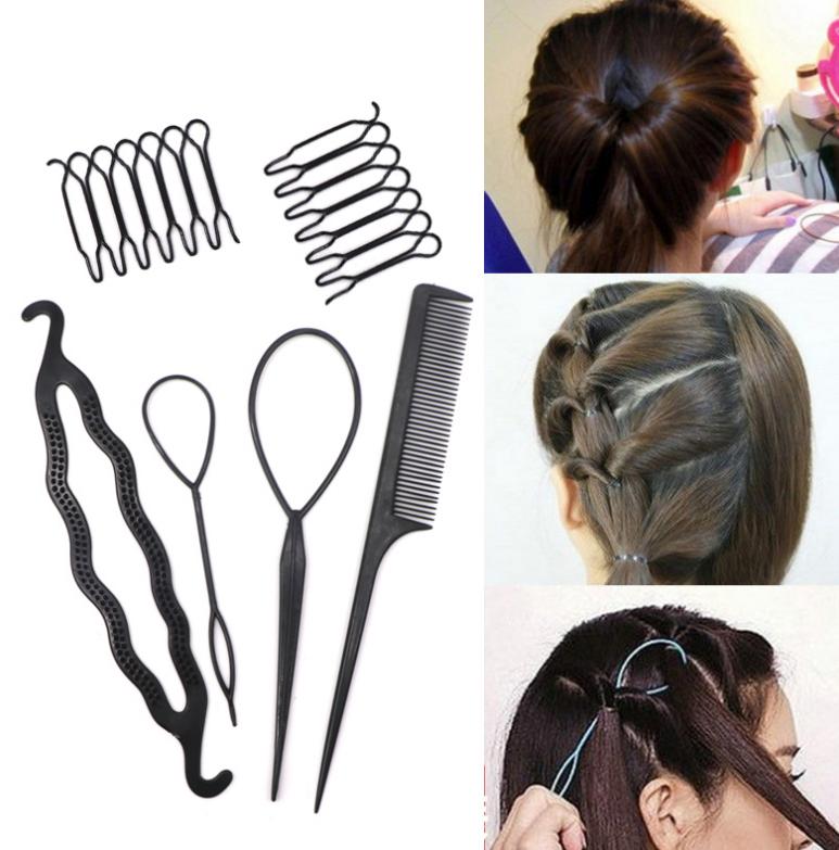 Women Hairpins Styling Clip Fluffy Stick Bun Maker Plastic Braiding Tool Ponytail Holder Hair Combs Hair Clip Accessories