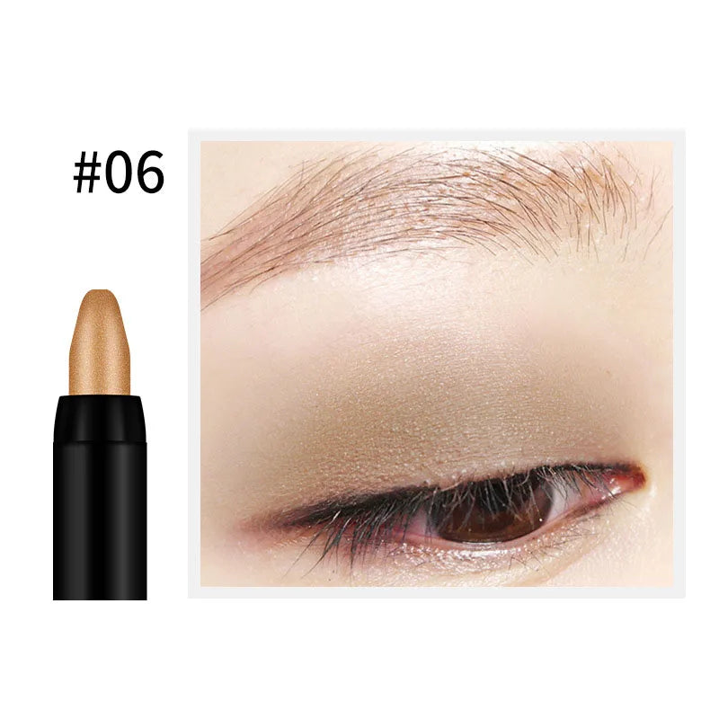 qgtao - Waterproof Pearlescent Eyeshadow Pencil Stick 16 Colors Lasting Glitter Shimmer Eye Shadow Pen Eyeliner Stick Eyes Makeup Tools