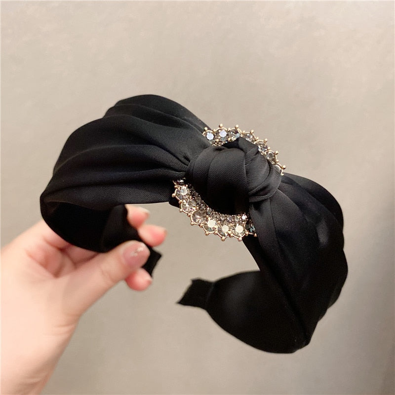 Solid Fabric Satin Hair Scarf Band Hairband for Women Girl Korea Headbands Fashion Accessorie
